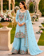 Pure Organza Twine Net Sharara Set