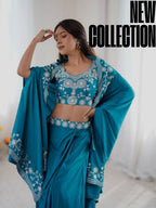 Fashion Factory French Crepe Western Dhoti Set with Shrug & Choli