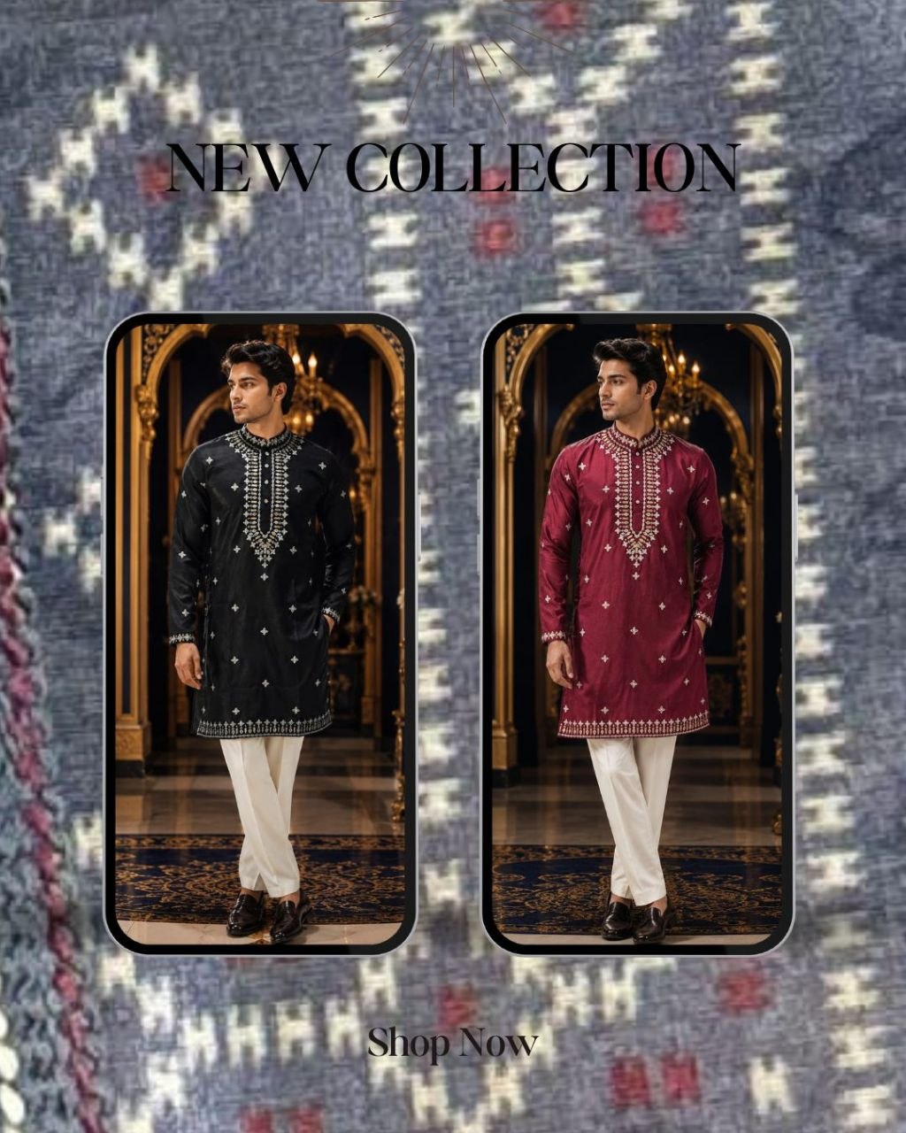 Fashion Factory Celebrity Silk Embroidered Kurta Pajama Set with Gold Foil Work
