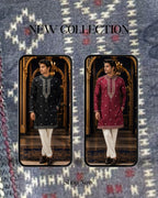 Fashion Factory Celebrity Silk Embroidered Kurta Pajama Set with Gold Foil Work