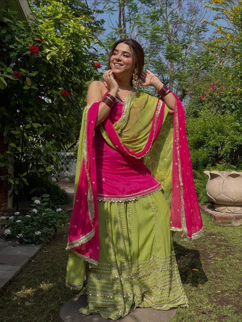 Fashion Factory Embroidery Work with Lace Work Lehenga