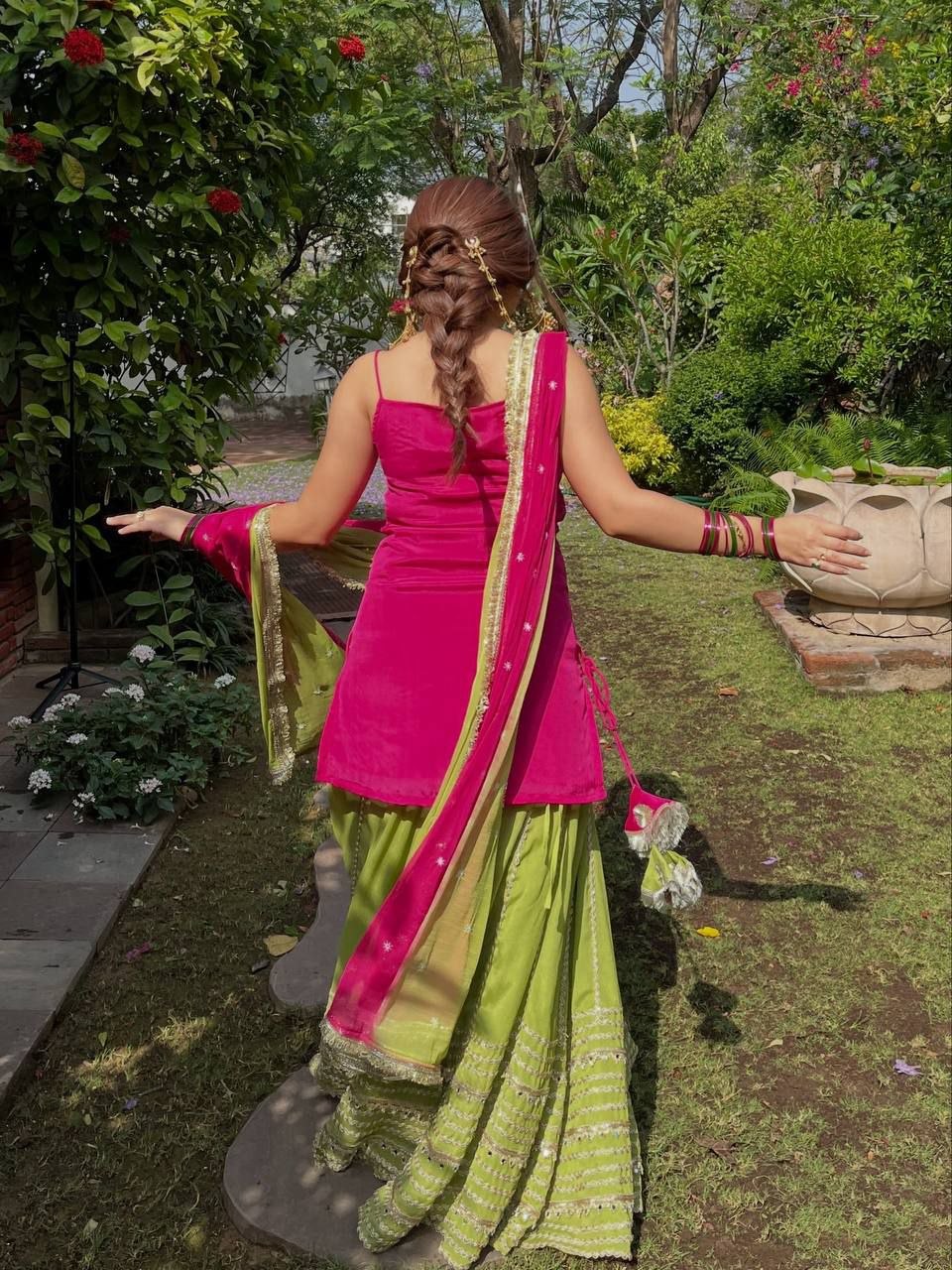 Fashion Factory Embroidery Work with Lace Work Lehenga