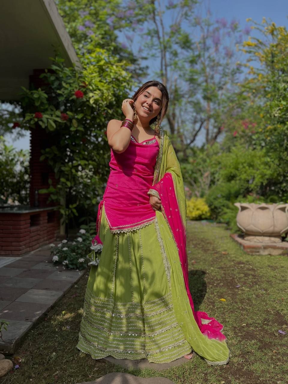 Fashion Factory Embroidery Work with Lace Work Lehenga