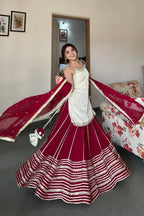 Fashion Factory Embroidery Work with Lace Work Lehenga