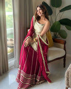 Fashion Factory Embroidery Work with Lace Work Lehenga