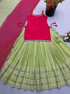 Fashion Factory Embroidery Work with Lace Work Lehenga