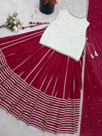 Fashion Factory Embroidery Work with Lace Work Lehenga
