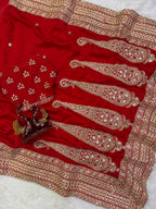 Fashion Factory – Red Vichitra Silk Saree with Embroidery Blouse (Premium Quality)