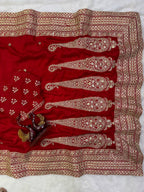 Fashion Factory – Red Vichitra Silk Saree with Embroidery Blouse (Premium Quality)