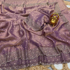 Midnight Radiance Embellished Draped Saree with Intricate Scalloped Border