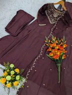Pure Vichitra Silk Kurta Set