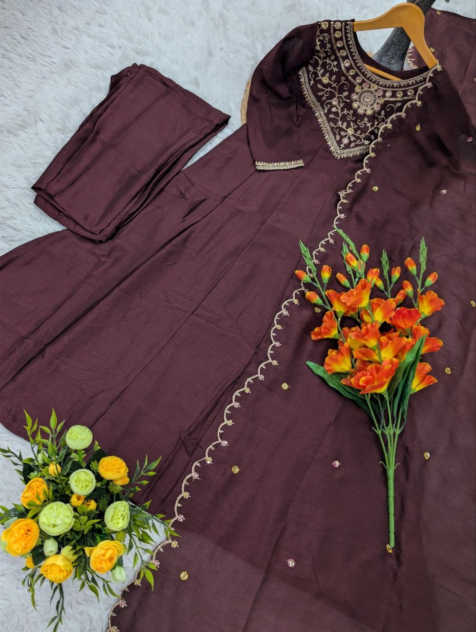 Pure Vichitra Silk Kurta Set