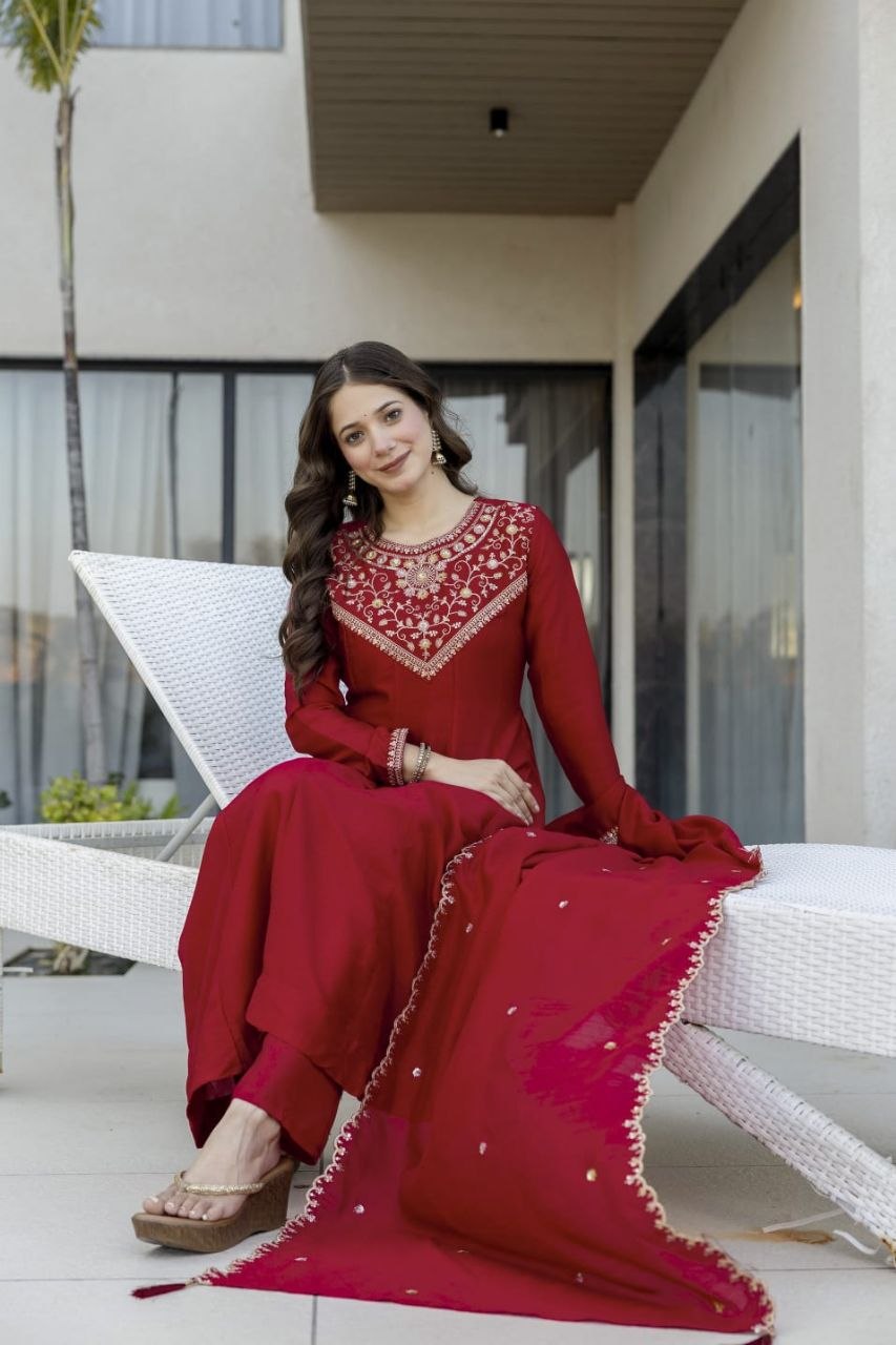 Pure Vichitra Silk Kurta Set