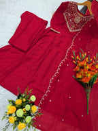 Pure Vichitra Silk Kurta Set