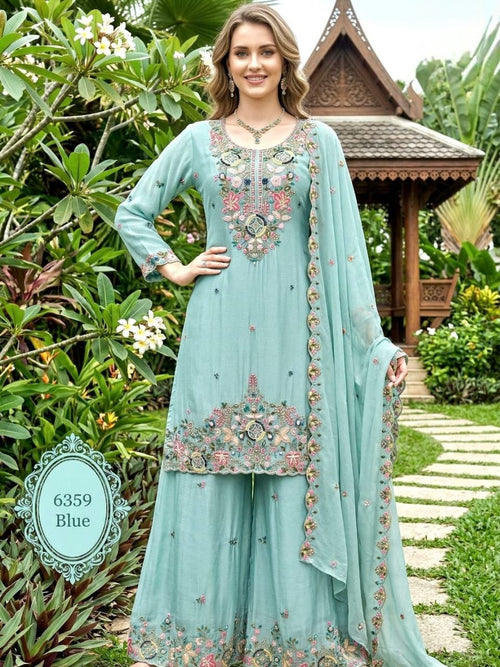 Pure Organza Twine Net Sharara Set
