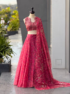 Fashion Factory Jimmy Organza Digital Print Lehenga Set with Embroidery, Sequence & Moti Work