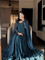 Fashion Factory Star Georgette Silk Embroidered Gown Set with Dupatta