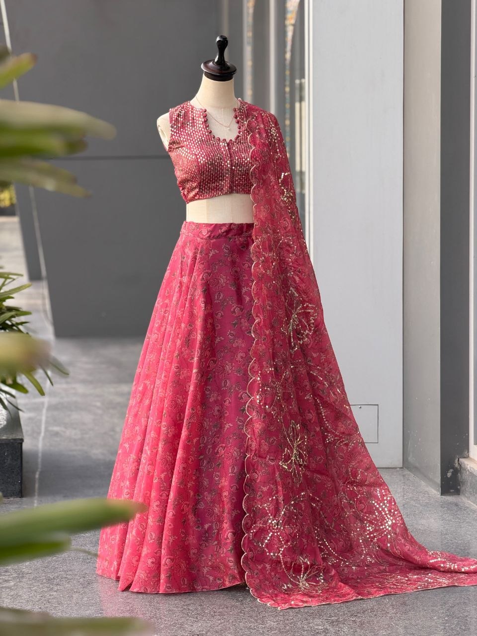 Fashion Factory Jimmy Organza Digital Print Lehenga Set with Embroidery, Sequence & Moti Work
