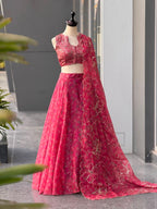 Fashion Factory Jimmy Organza Digital Print Lehenga Set with Embroidery, Sequence & Moti Work