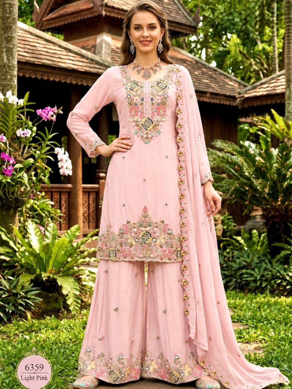 Pure Organza Twine Net Sharara Set