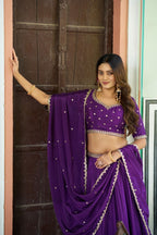 Fashion Factory Chinon Lehenga Set with Sequins & Thread Embroidery Work