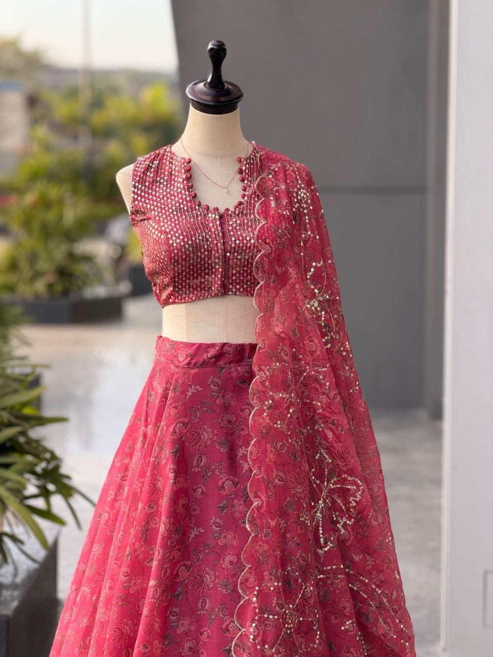 Fashion Factory Jimmy Organza Digital Print Lehenga Set with Embroidery, Sequence & Moti Work
