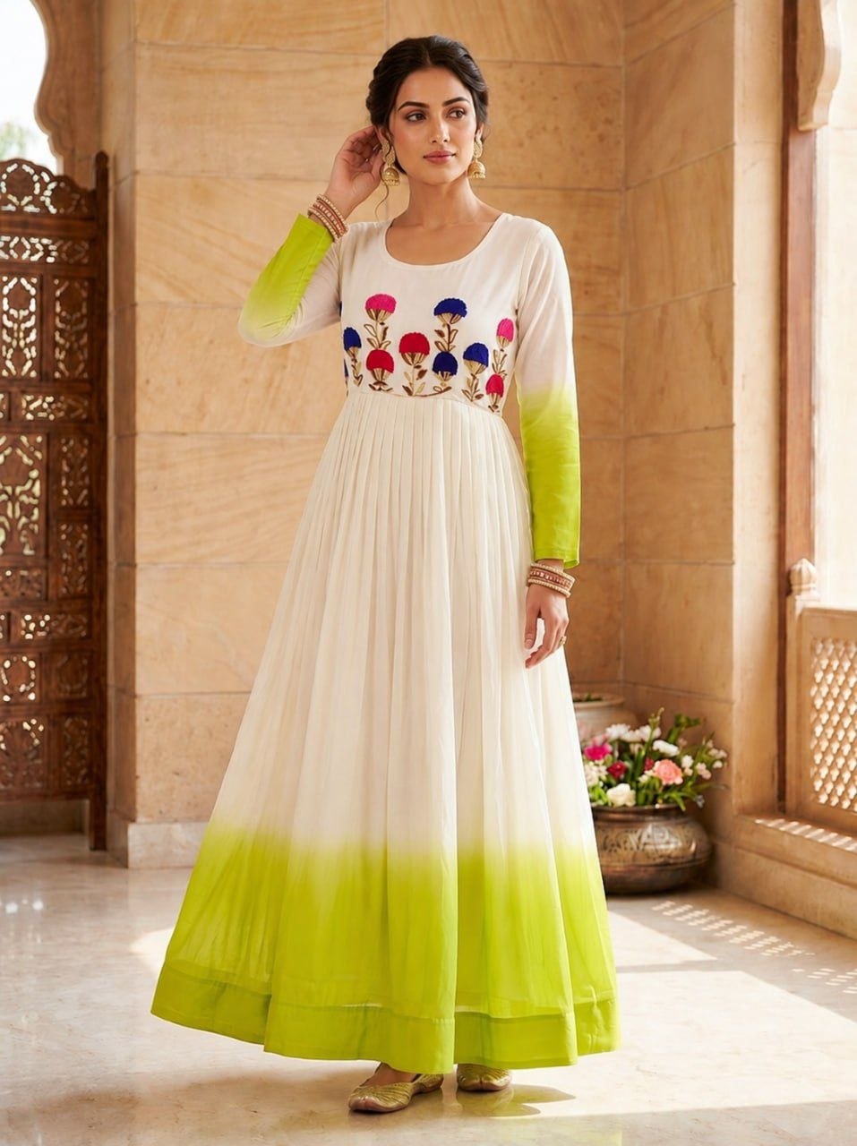 Fashion Factory Star Georgette Embroidered Festival Gown
