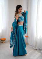 Fashion Factory French Crepe Western Dhoti Set with Shrug & Choli