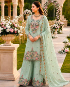 Pure Organza Twine Net Sharara Set