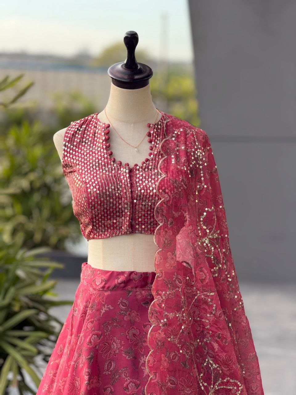 Fashion Factory Jimmy Organza Digital Print Lehenga Set with Embroidery, Sequence & Moti Work