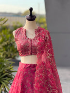 Fashion Factory Jimmy Organza Digital Print Lehenga Set with Embroidery, Sequence & Moti Work