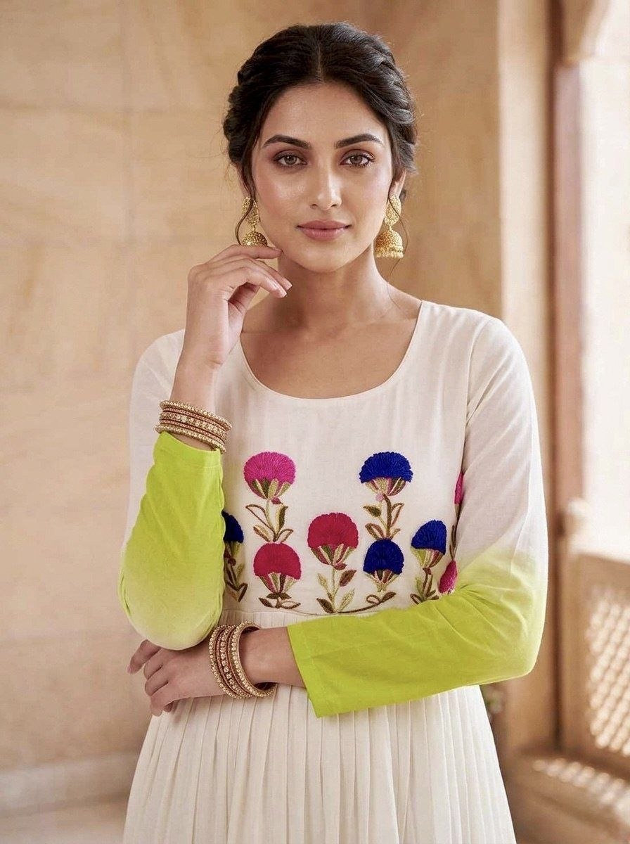 Fashion Factory Star Georgette Embroidered Festival Gown
