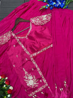 Fashion Factory Chinon Lehenga Set with Embroidered Banglori Silk Jacket & Blouse