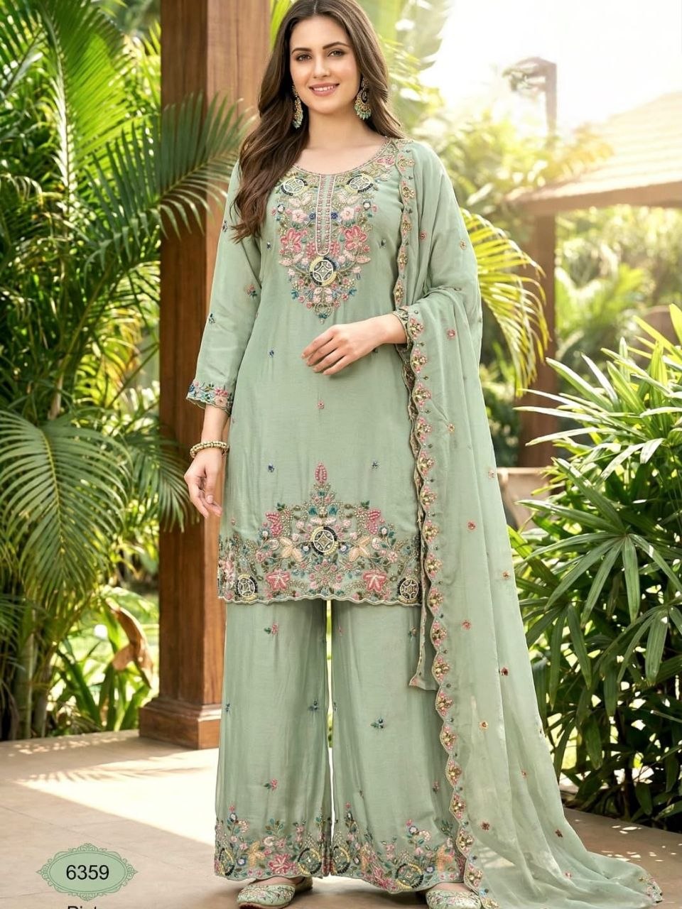 Pure Organza Twine Net Sharara Set