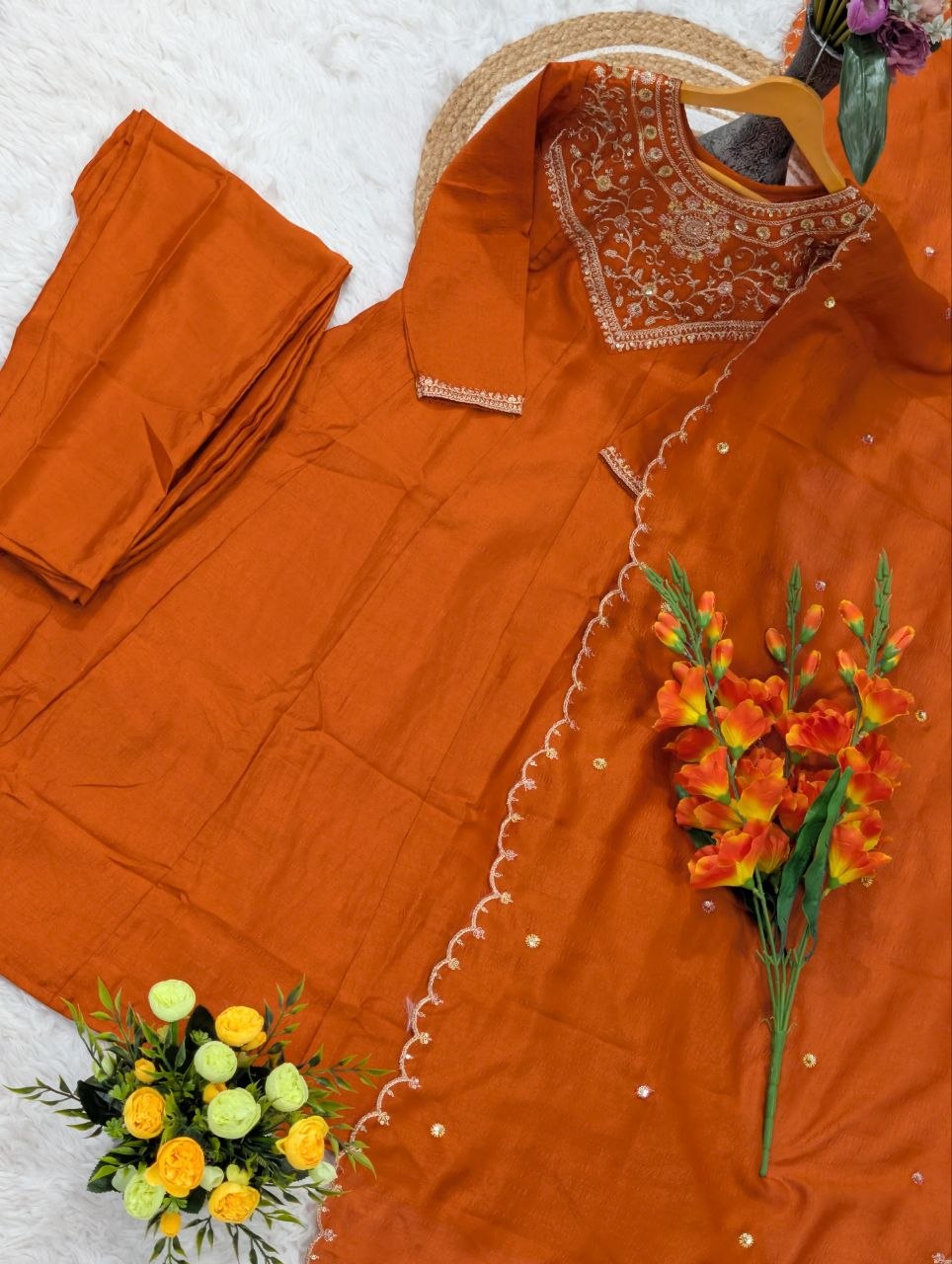 Pure Vichitra Silk Kurta Set