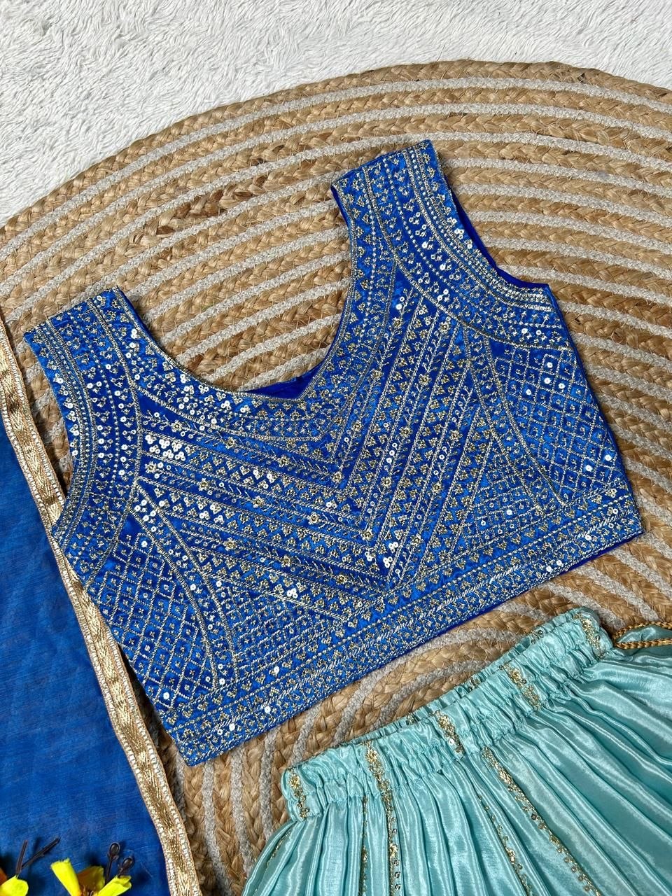 Fashion Factory Kids Soft Chinon Silk Lehenga Choli Set with Butterfly Net Dupatta