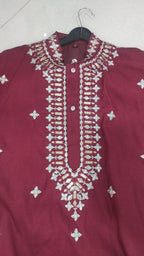 Fashion Factory Celebrity Silk Embroidered Kurta Pajama Set with Gold Foil Work