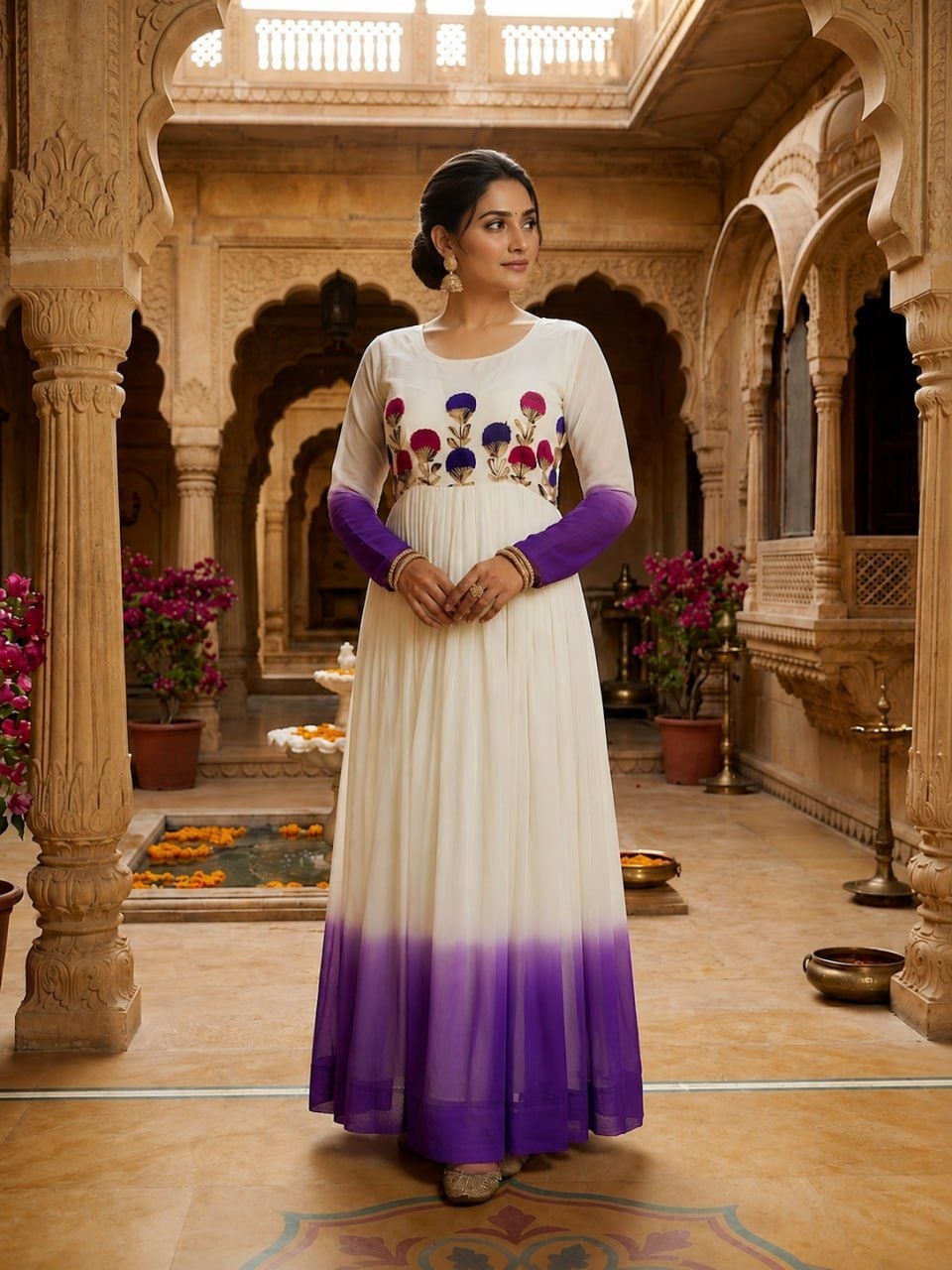 Fashion Factory Star Georgette Embroidered Festival Gown