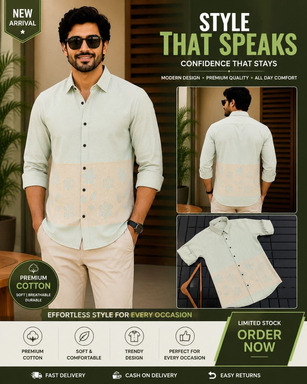 Fashion Factory Men's Dobby Cotton Full Sleeve Kurta