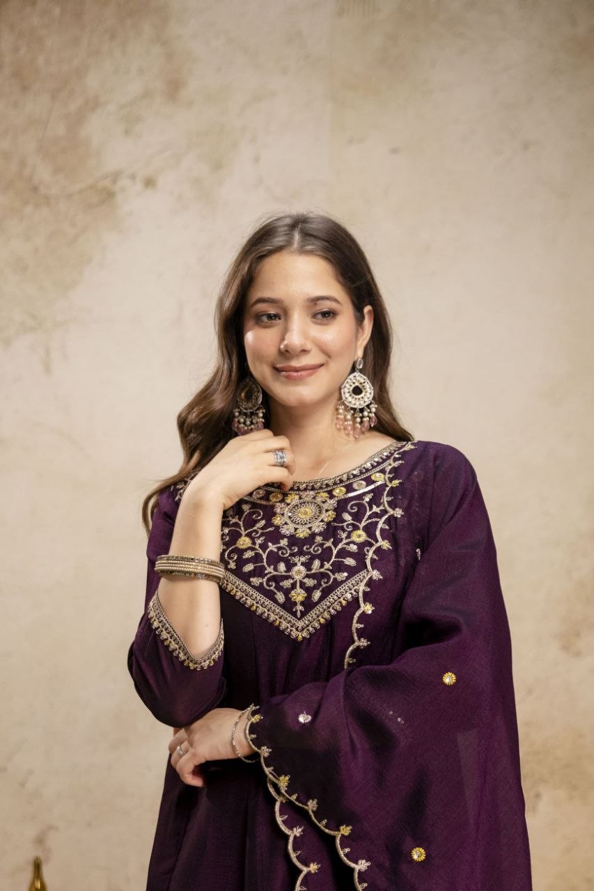 Pure Vichitra Silk Kurta Set