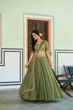Fashion Factory Chinon Lehenga Set with Sequins & Thread Embroidery Work