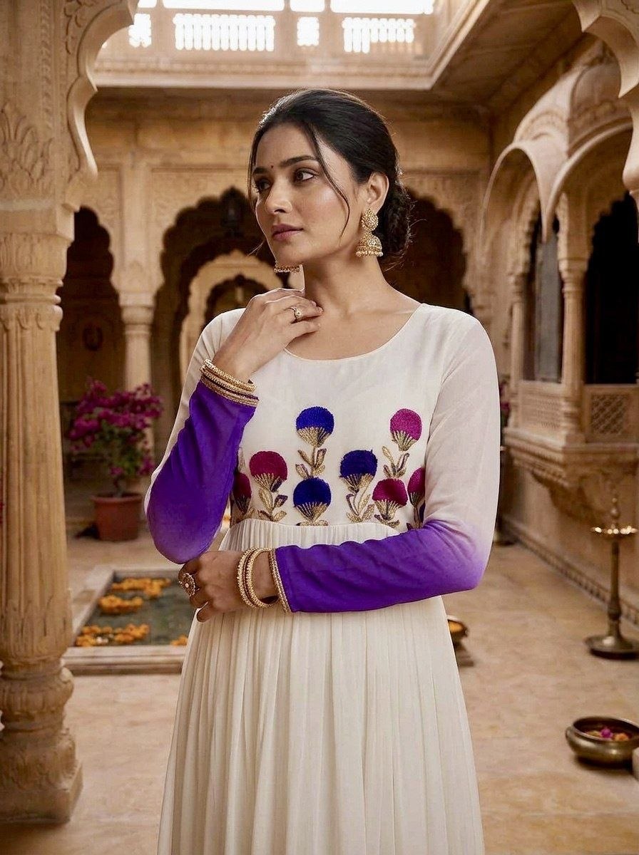 Fashion Factory Star Georgette Embroidered Festival Gown
