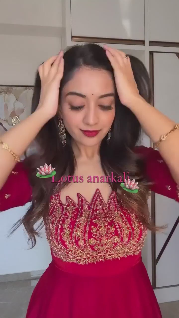 Cocktail Party Polish Layered Anarkali Gown with Embellished Neckline Dupatta