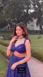 Sequined Tone-on-Tone Embroidered Sleeveless Lehenga Set with Dupatta