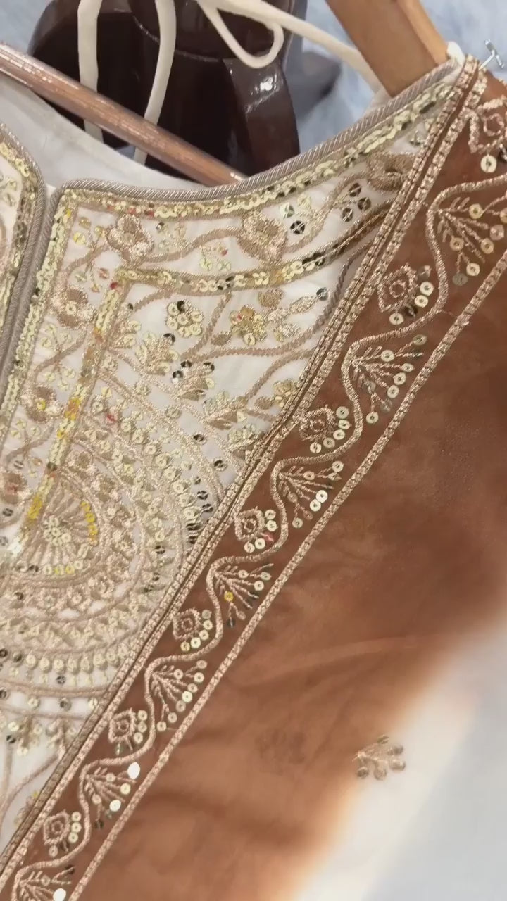 Intricately Embroidered Sharara Suit Set With Border Dupatta