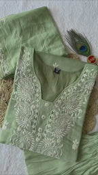 Hand-Embroidered Anarkali Kurta Set with Lace Dupatta