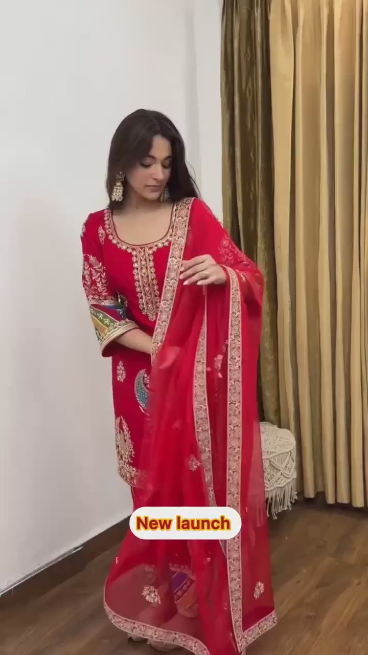 Regal Heritage Embroidered Suit Ensemble for Festive Celebrations