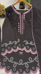 Playful Embroidered Short Kurta and Scalloped Palazzo Set