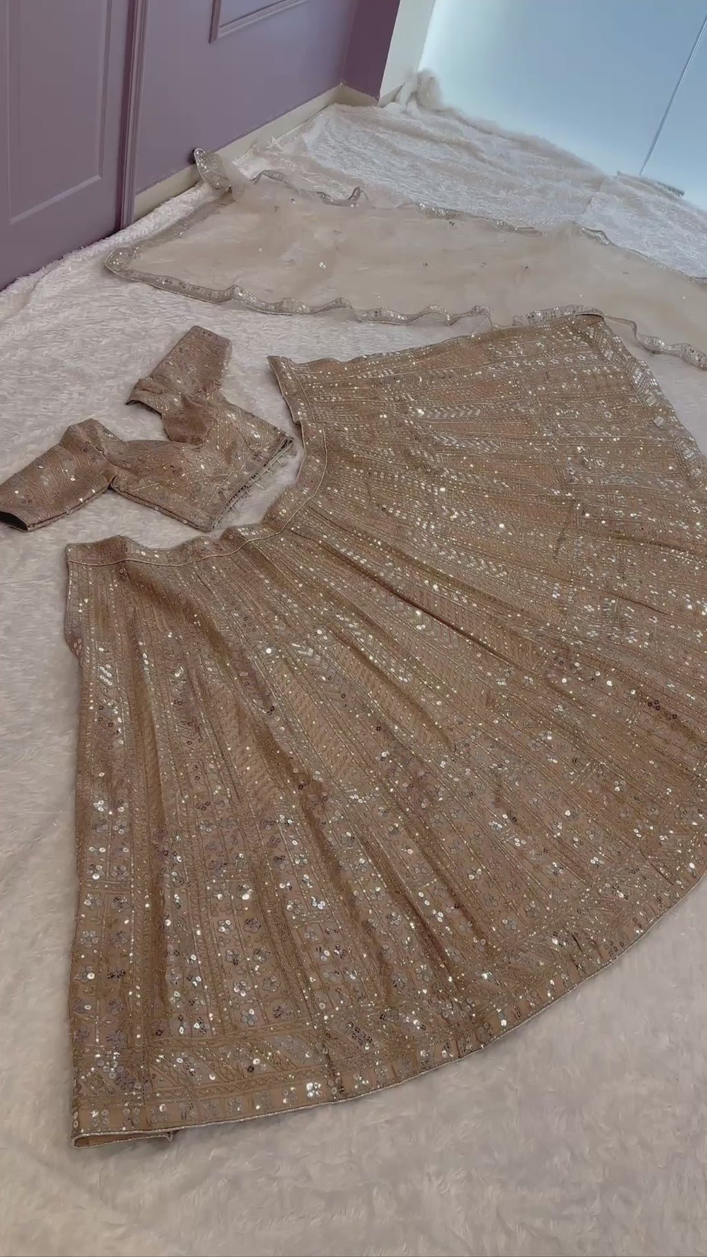 Glamorous Heavily Sequined Designer Lehenga Choli with Net Dupatta