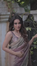 Royal Heritage Embroidered Saree with Intricate Zari Border Detailing